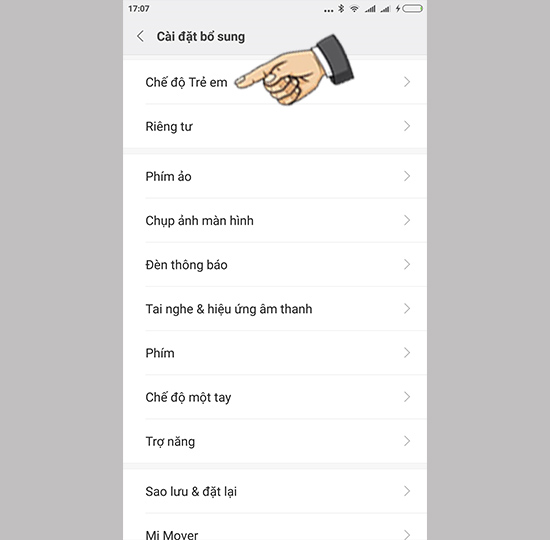 Vào chế độ trẻ em